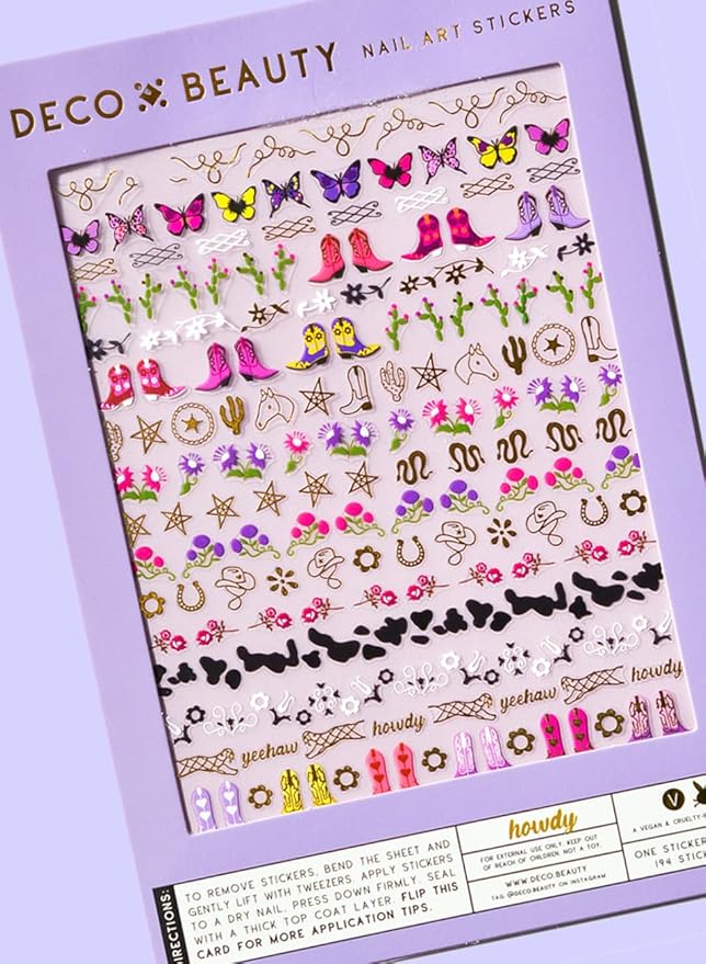 Deco Beauty Howdy - Super Thin & Easy-to-Apply Nail Art with The Cutest Designs - Durable & Long-Lasting Nail Art Stickers and Decals for Women, for DIY at-Home Manicures & Salon-Quality Nails