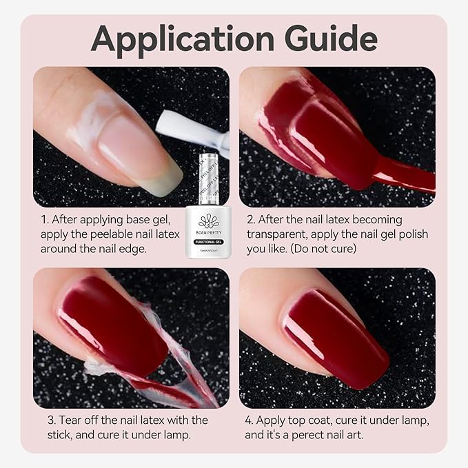 Born Pretty Liquid Latex for Nails,15ml Peel off Cuticle Guard for Nail Polish Air-Dry Liquid Latex Barrier Protector Nails Art Design