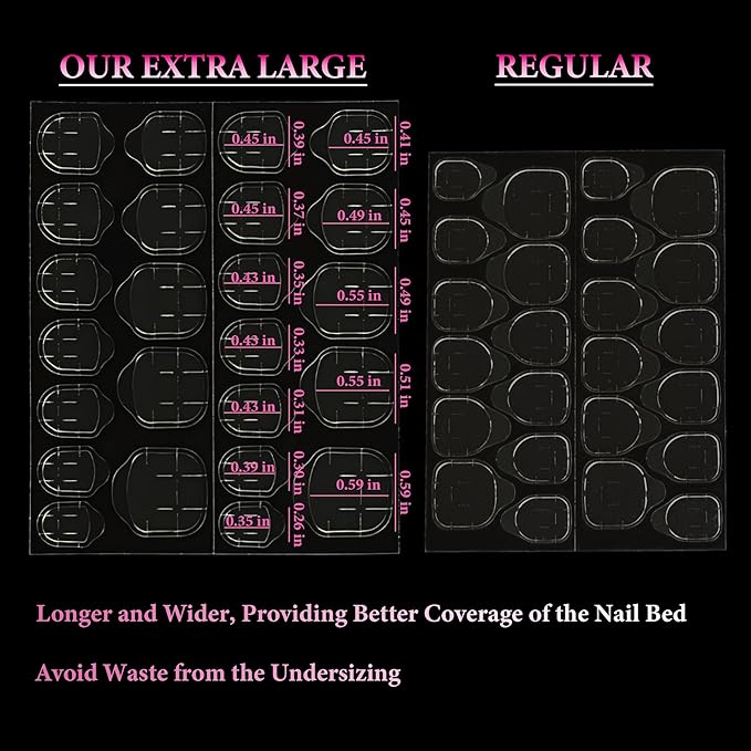 480Pcs Nail Adhesive Tabs for Press On, Extra Large 20 Sheets Jelly Gel Glue Alternative Stickers, Double Sided Thick & Strong Solid Glue Sticky Tabs for Manicure