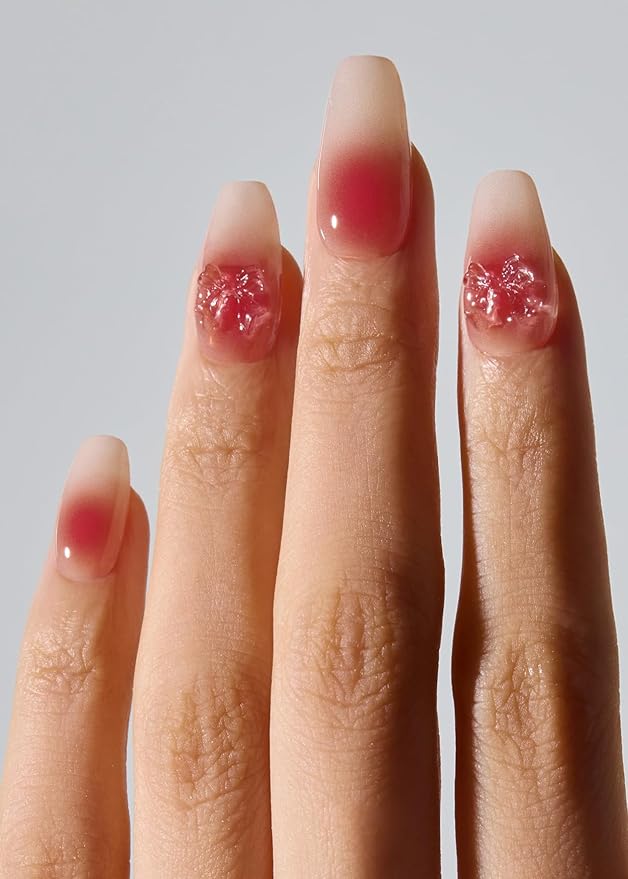 ohora Semi Cured Nail Strips (N Dear Gift) - Works with Any UV/LED Lamps, Salon-Quality, Long Lasting, Easy to Apply & Remove - Includes 2 Prep Pads, Nail File & Wooden Stick