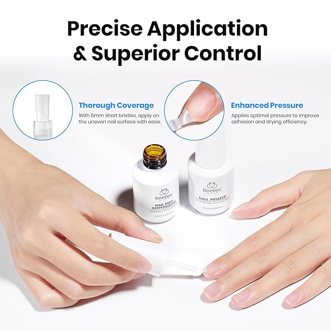 Beetles Nail Dehydrator and Primer Nail Prep Care Tool Kit 20ml Large Capacity Acid-Free and Hema Free Dehydrate Bond Primer with Manicure Tools Gifts for Women