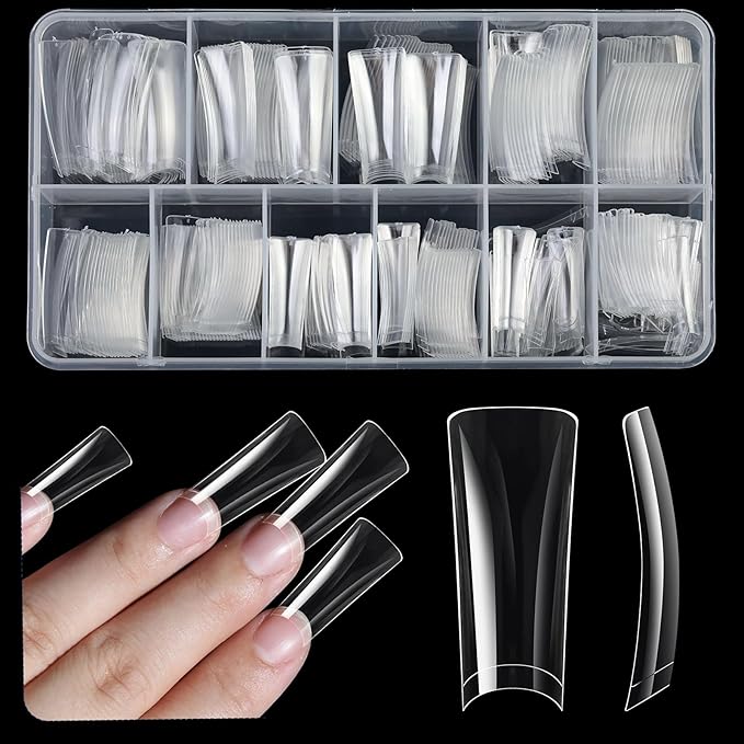 504Pcs Clear Duck Nail Tips Half Cover XXL Long Duck Nails Tips Press On - 12 Sizes Acrylic Gel DIY Nail Extensions for Salon-Worthy Duck Shaped Manicures & Nail Art with Box