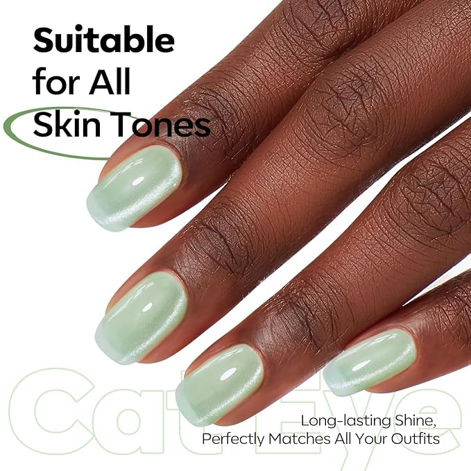 modelones Cat Eye Gel Nail Polish Green, Green Grapes Glitter Magnetic Nail Polish with Magnet Soak Off U V Winter Gel Polish Shimmer Nail Art Manicure Salon DIY