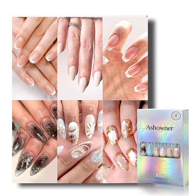 6 Packs (144 Pcs) | Reusable Press on Nails | Stick on Nails 12 Sizes-6 Styles|3D Design