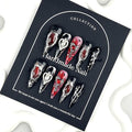 100% 5D Handmade Press on Nails with Heart Charms Long Stiletto Nails Press ons- Balck False Nails Ombre Red Press on Nails Halloween Fake Nails for Women Girls Daily Wear DIY Manicure Size M