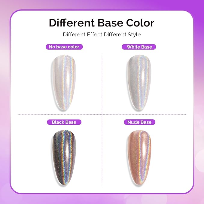 MelodySusie Chrome Nail Powder for Gel Nails,Holographic Laser Silver Metallic Mirror Effect Pigment Stylish Fine Glitter for Home DIY Salon Use Visit The MelodySusie Store