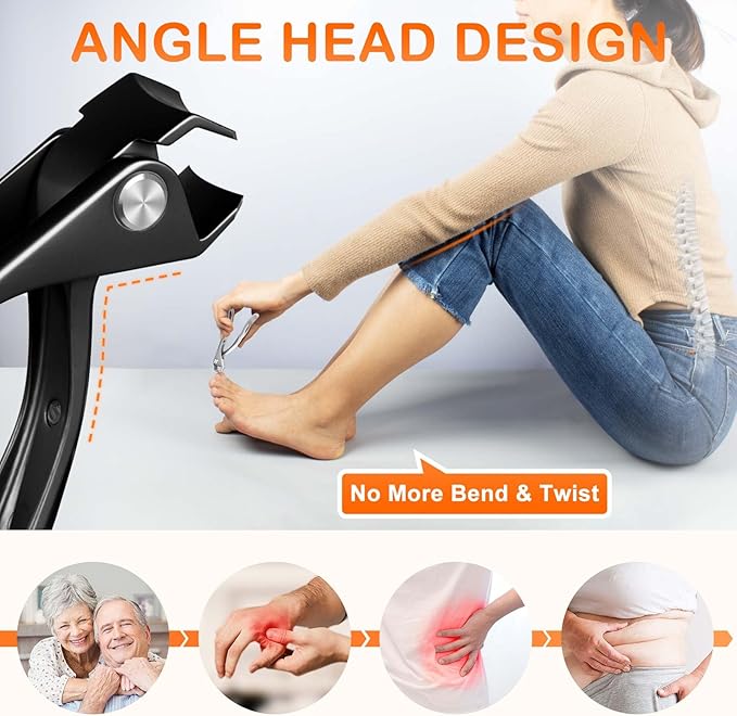 Ingrown Toenail Clippers, Edgy Nail Clipper for Thick Nails for Seniors, Slanted Nail Clippers for Men with Curved Blade, Heavy Duty Large Angled Fingernail Clipper with Wide Jaw