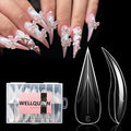 Deep Curved Stiletto Nail Dual Forms for Poly Gel Extension, 3D Eagle Claw Nail Mold, Long Cat Claw XXL Hawk Curve Sculptural Reusable Full Cover Nail Form 140 Pcs 14 Sizes Q45