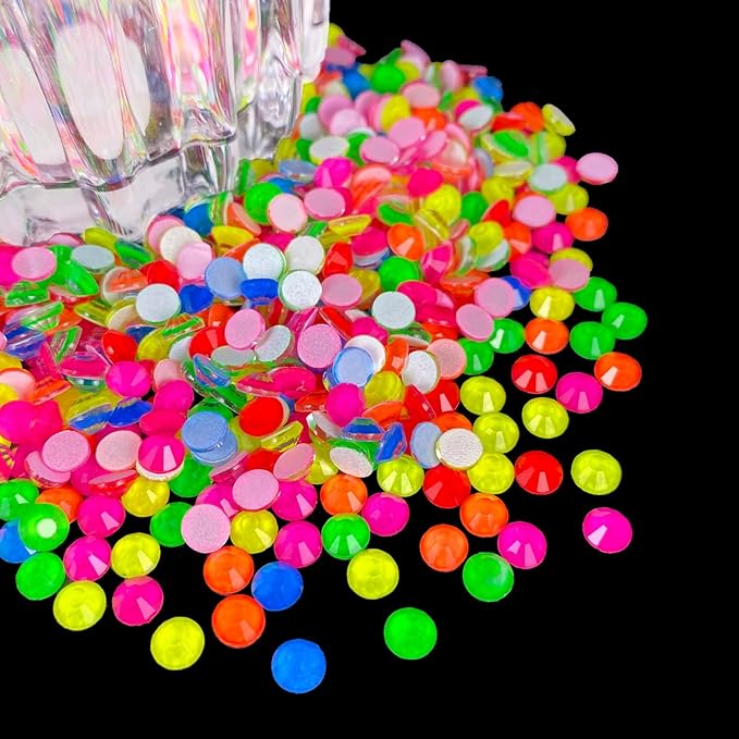 Flatback Glass Rhinestones,Bedazzler Gems 1440pcs Non Hotfix Crystal Rhinestones for Nail Charms Crafts Clothes Tumblers,Mixed Neon,SS16