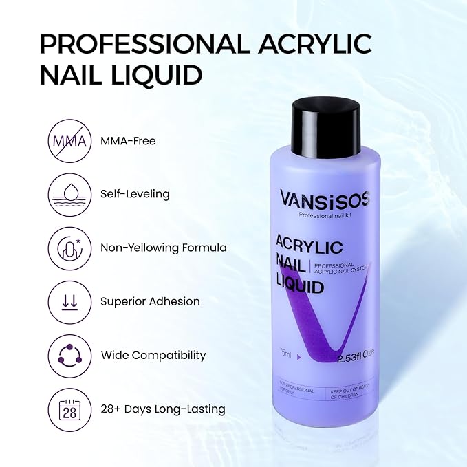 Acrylic Nail Kit for Beginners:Nails Kit Acrylic Set with 3PC Acrylic Powder 75ml Acrylic Liquid Set with Glitter Powder Top Coat Nail Tools Perfect Acrylic Nail Kit for DIY Nail Art at Home