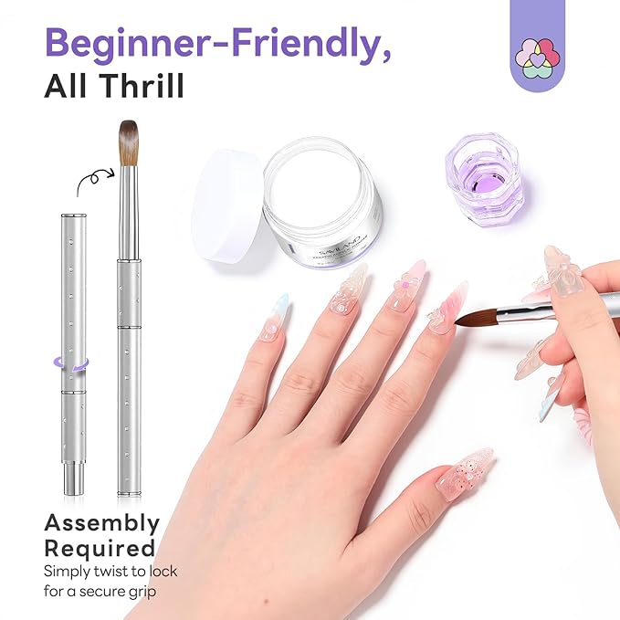 SAVILAND Acrylic Nail Kit Low Odor: Bio-Sourced Nail Kit Acrylic Set with Bio-Based Keratin Clear Powder and Liquid Set Size 12 Kolinsky Brush File Forms & Tools for Professionals Home Salon Manicure