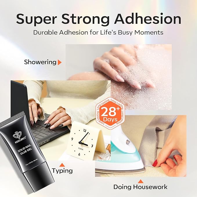 modelones 30g Solid Gel Nail Glue, Glue Gel on Nails for Clear Tips Super Strong Adhesive for Acrylic Extensions Press On Fake Tips U V Curing Needed Professional Adhesive