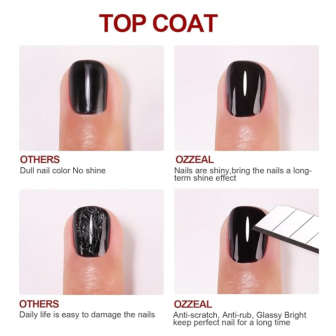 Gel Top Coat and Base Coat Set, 2 Pcs 15ML No Wipe Shine Finish Top Coat And Gel Base Soak Off UV Led Clear Top Coat Long Lasting Glossy Nail Art Design Manicure For Women
