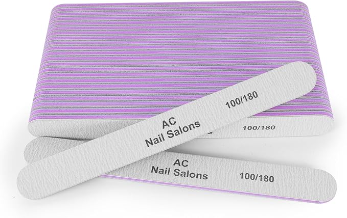 Nail File: 100/180 Gritfor Nails, 10 Pcs Zebra Doubled Sides Coarse Finger Nail Filer for Acrylic and Extension Gel Removal Manicure Kit Salon Home Use Nail Files (Oblong, Count, 10, 100/180 Grit)