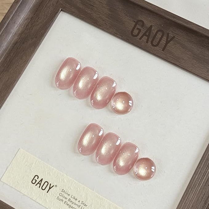 GAOY Pink Glassy Cat Eye Gel Nail Polish, 16ml Holographic Glitter Jelly Nail Polish with Magnet, Reflective Translucent UV Gel for Manicure Art DIY, 4134 Berry Blush