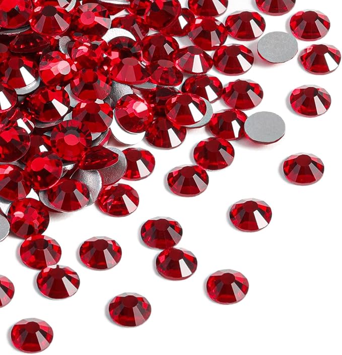Beadsland 2880pcs Flat Back Crystal Rhinestones Round Gems for Nail Art and Craft Glue Fix,Dark Siam,SS10,2.7-2.9mm