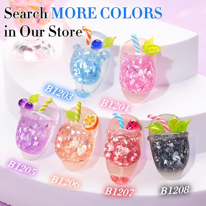 Double Rhythm 0.5Oz Glitter Gel Polish Same Color Same Bollte Shimmer Reflective Color for Nail Art Salon DIY Soak Off 15ml Nail Lamp Gel Polish at Home (Shell Blue-B1203)