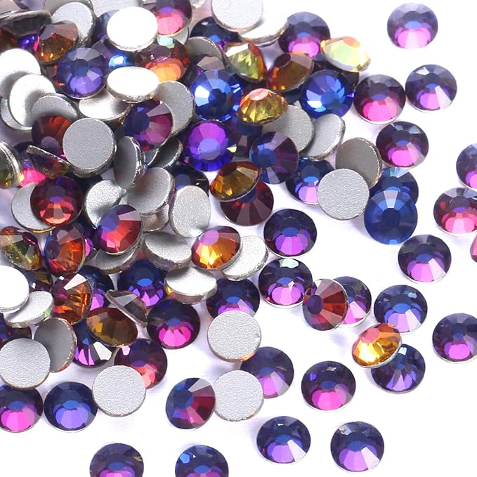 Flatback Rhinestones Non Hotfix Rhinestones for Crafts Glass Nail Rhinestones Nail Gems Crystals Rhinestones for Makeup Bags Shoes Decoration DIY(SS8,1440pcs,Blue Flame)