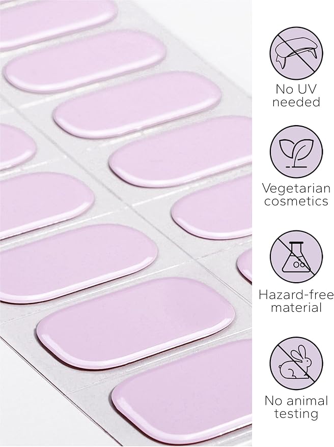 Nail Polish Strips – 32PCS UV Free Salon Quality Wraps, Long Lasting Gel Nail Stickers for Women (Whisper Pink)