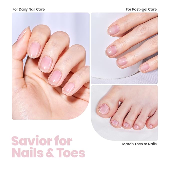 Beetles Nail Strengthener - Pink Shine Nail Concealer Air Fast Dry Natural Nail Hardener and Growth Treatment for Thin Damaged Nails Imperfection Masking 15ML Gifts for Women