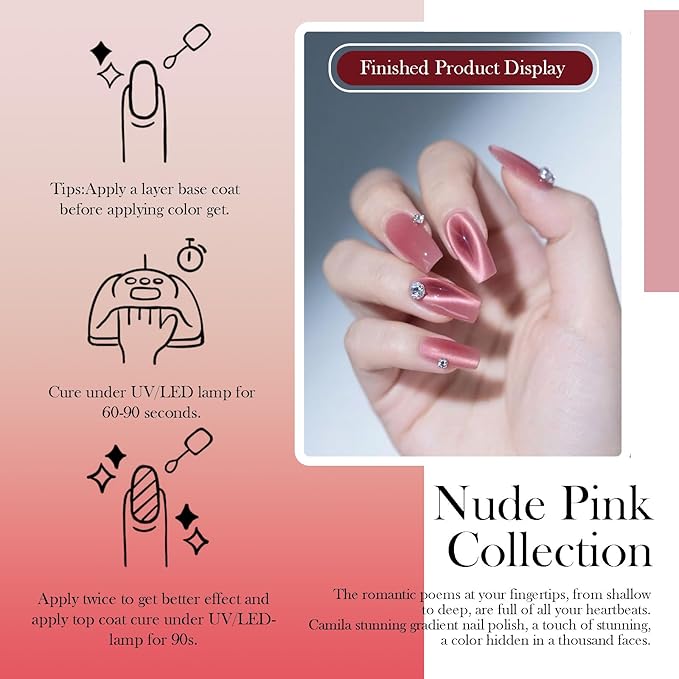 CAMILA ¿ 6pcs 15ml Hema Free Tpo Free Gel Polish Set Red Pink Nude Gel Nail Polish Kit Soak Off Gel Polish Manicure Salon For Women C Set