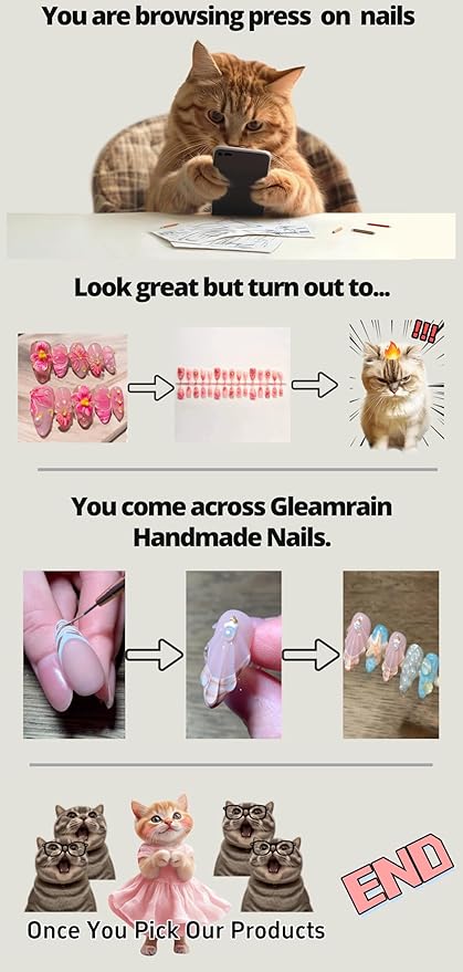 Xxl Press on Nails Extra Long Square Handmade Press-on Nails with Design Pink Press Ons 10pcs M Size Pattern 1103