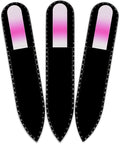 Mont Bleu Rainbow Crystal Nail File in Black Pouch - Small - Purse Size - Czech Tempered Glass - Handmade in Czech Republic - Smooth & Gentle Filing