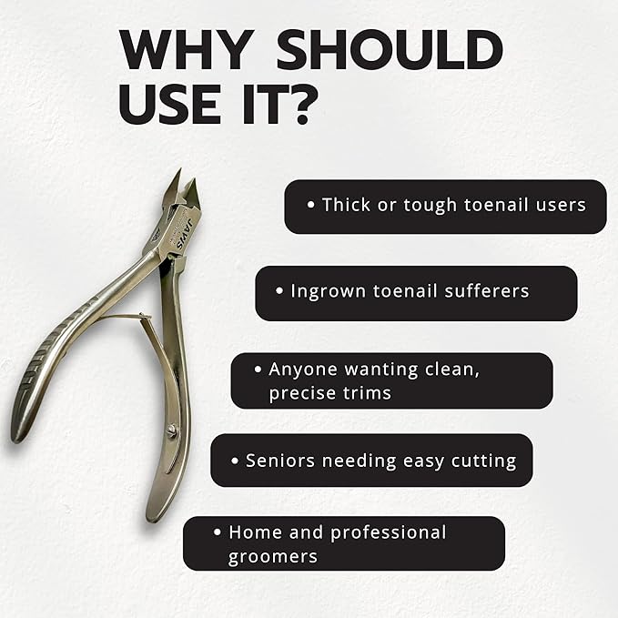 Small Surgical-Grade Toe Nail Clippers - Jaws Podiatry Stainless Steel Double Action Toenail Clippers for Thick Toenails - Ingrown Cuticle Nippers - Manicure Tools - Pedicure Tools