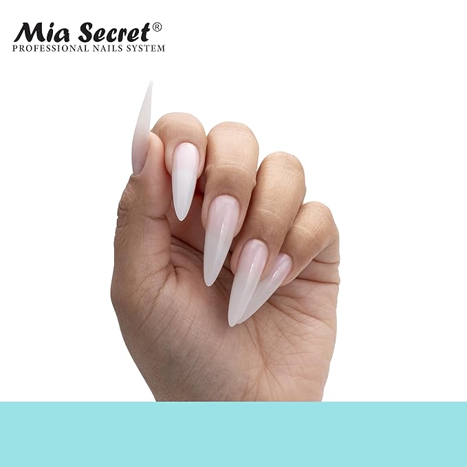 Mia Secret Soak off Soft Gel Nail Tip MADE IN USA for Salon and DIY (White Peony, Stilleto)