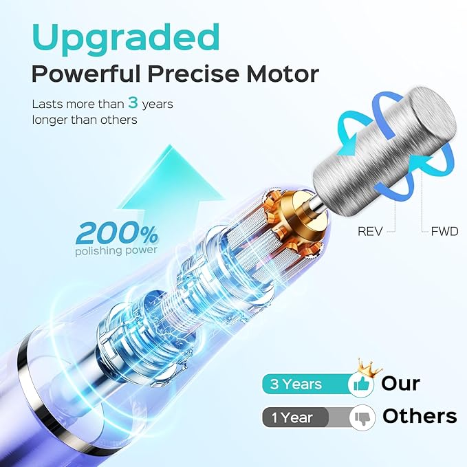 COSLUS C42 Cordless Electric Nail Drill File: Nail Drill Machine with Stepless Speed Knob for Acrylic Gel Dip Powder Polish, Professional Portable Manicure Pedicure Rechargeable for Home Salon Use