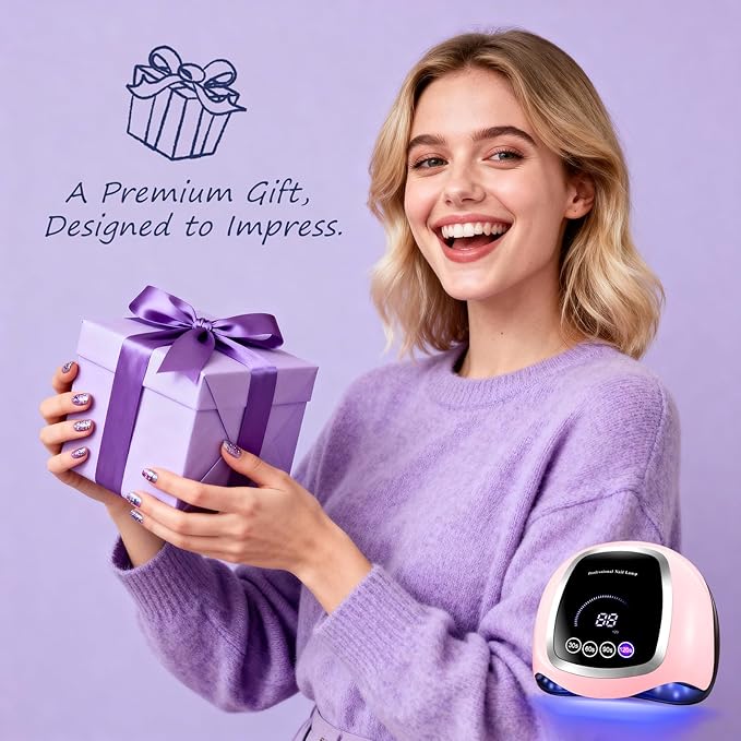 Gugusure UV LED Nail Lamp, Upgrade 180W Nail Dryer for Gel Polish with LCD Display, Auto Sensor and 4 Timer Settings, Professional Curing Lamp Light with 42 Beads for Salon and Home