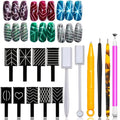 15 Pcs Nail Magnet Tool Set Magnet Plate Wand Board Magnetic Pen Stripe Nail Magnet Double Ended Magnet Wand Magnet Stick for Cat Eye Gel Polish Nail Art