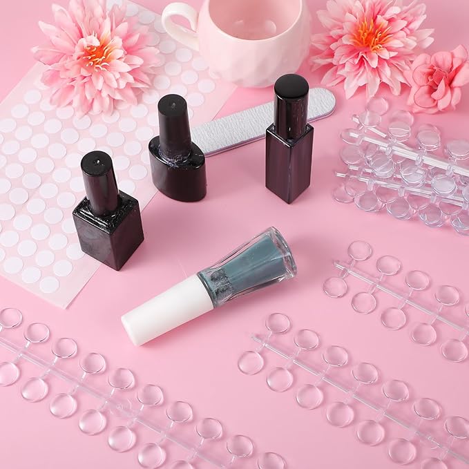 240pcs Nail Polish Swatch Dots, Round Transparent Nail Art Color Display Chart with Adhesive Sticker False Nail Display Tips Box-packed for Bottles Colorful Polish DIY Training Practicing Displaying