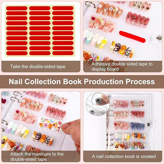 Major Dijit Large Clear Press on Nails Storage Box Nail Storage Case with 2 Style Adhesive Double Sided Tape and Nail Display Sticks for Nail Display Organizer Nail Salon Supplies