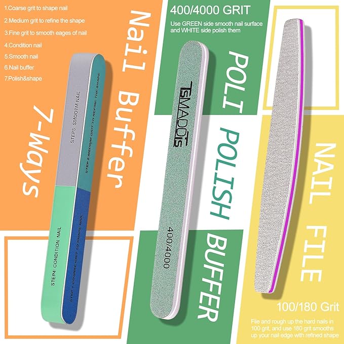TsMADDTs Manicure Kit for Women with Nail Files, Buffer Blocks, Polishing Buffers, Cuticle Nipper, Pusher and Cuticle Oil