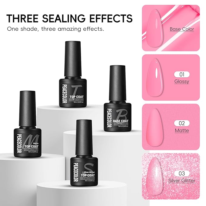 PEACECOLOR Gel Nail Polish Kit with U V light and Drill - 39Pcs Gel Nail Kit 22 Colors All Season Gel Polish Set with Base Matte Glossy Glitter Top Coat Soak Off Manicure Set Women Teens Girl Gifts