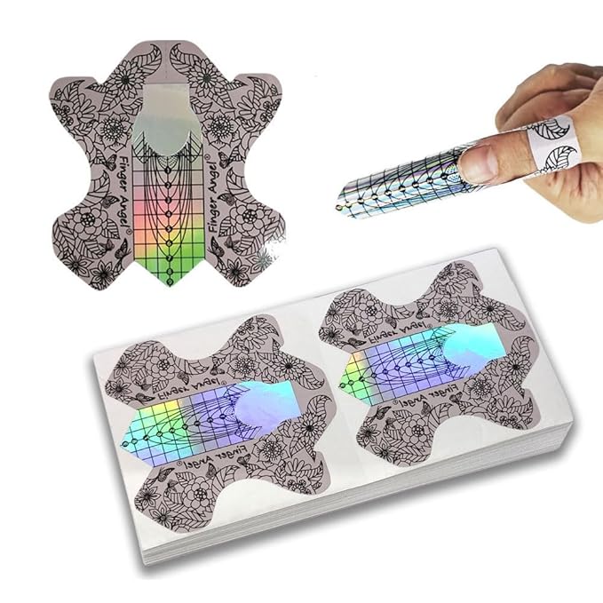 500Pcs Nail Tips Laser Nail Forms Gel Polish Extension Forms Acrylic Tips Nail Art Decoration DIY Nail Gel Curl