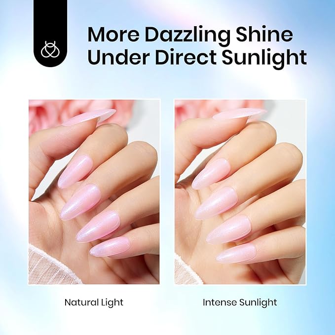 Beetles 15ml Hema Free Glitter Top Coat Gel Polish, Shimmer-Like Gel Nail Polish No Wipe Top Coat Sparkly Long Lasting, Soak Off U V LED Pearl Finish Nail Art Manicure Gifts for Women