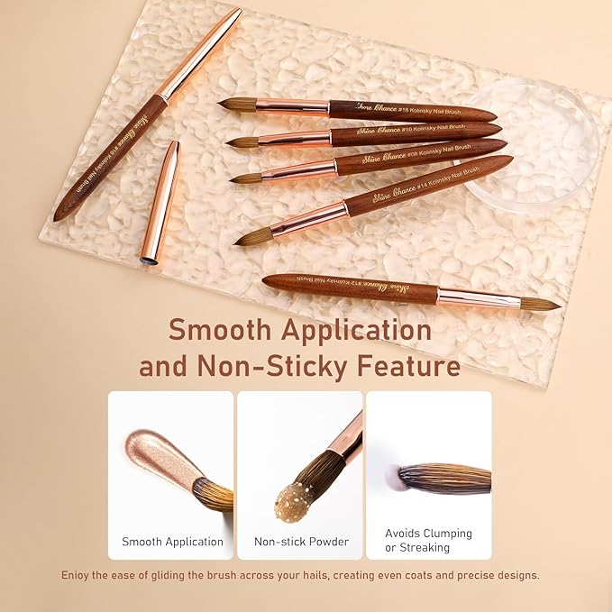 Acrylic Nail Art Brush Size 12, 100% Pure Kolinsky Hair Oval Nail Brush for Acrylic Application, Professional Nail Extension Manicure Tool Wooden Handle Nail Drawing Pen for DIY Home Salon