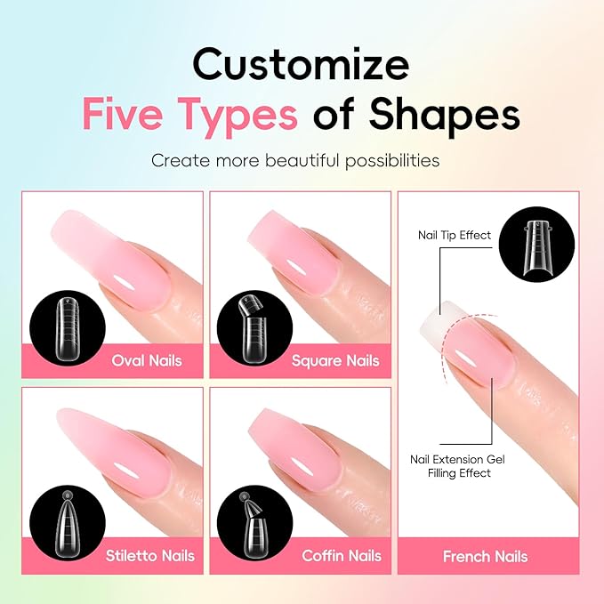 PEACECOLOR 50Pcs Poly Nail Gel Kit with U V Light 24 Colors 16ml Poly Extension Gel Pink Black Nude With Base Matte Top Coat Starter Kit with Slip Solution Nail Tools DIY For Beginners Home Salon