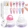 Solid Builder Gel For Nails BISHENGY - Non-Sticky Hand 3D Gel Nail Art Easy Shape Clear Pink Aurora Glitter 3D Sculpting for Extensions & Carving Molding Sculpture with Silicone Mold Home DIY