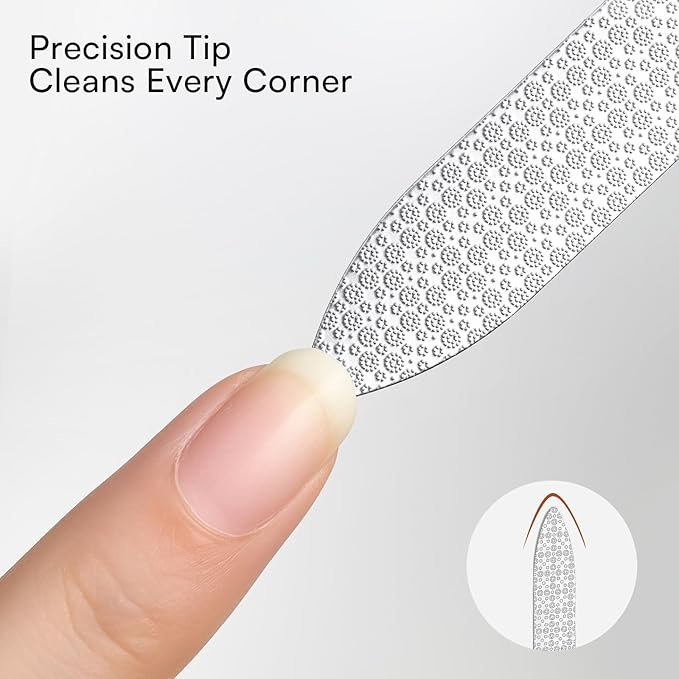 Makartt Metal Nail File: Nail File for Natural Nails, Stainless Steel Double-Sided Coarse & Fine Grinding Surface, Cleaning Tip and Anti-Slip Handle for Home Salon Use, 1pc