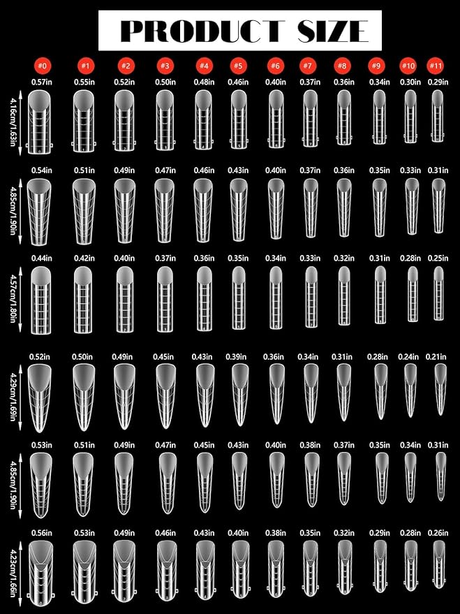 TOROKOM Dual Forms for Poly Nail Gel 288PCS Dual Nail Forms Molds Stiletto Coffin Ballerina Acrylic Nail Tips 12 Shapes for Builder Gel Manicure Nail Art Design Salon DIY at Home