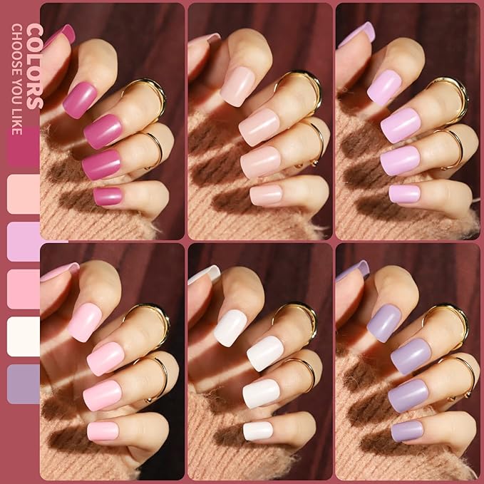 Teenitor Square Press On Nails - 288pcs, 12 Colors, Short, Glue On, False Nails for Wide Nail Bed
