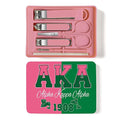 Nail Clippers and Beauty Tool Portable Set Nail Clipper Set Manicure Set 6 in 1 AKA Sorority Gifts Suitable for for Women Home, Workplace, Outdoor Travel,Etc.（Double Pinyin AKA）