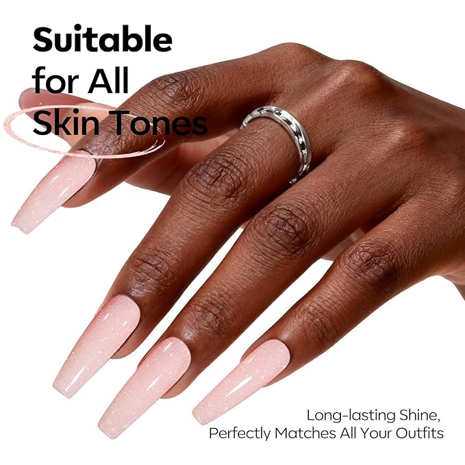 modelones Pink Gel Polish Pastel Pink Glitter Gel Nail Polish Soak-Off UV Gel Polish - 28+ Days Long-Lasting Salon-Quality Nail Art DIY Manicure & Gift 15ML