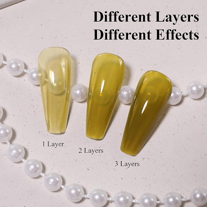 Imtiti Olive Green Jelly Gel Nail Polish, Army Green Sheer Translucent UV Gel Polish for Nail Art Soak off UV Led 10ML