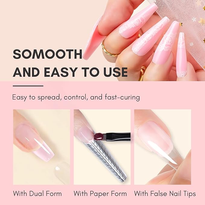 Makartt Poly Nail Gel, Hema-Free Builder for Extension, Coral Pink, 50 ML Poly Strengthener Hard Gels for Trendy Design-Long-Lasting and Easy to Use Manicure