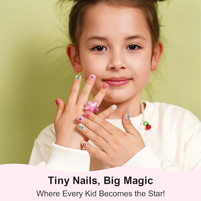 DANNI & TONI Kids Gel Nail Strips Bird Bee Butterfly Cat Eye Salon-Quality Peel & Stick Manicure for Children (Age 6+)– Safe, Long-Lasting, Easy to Apply | Birdie Buzz