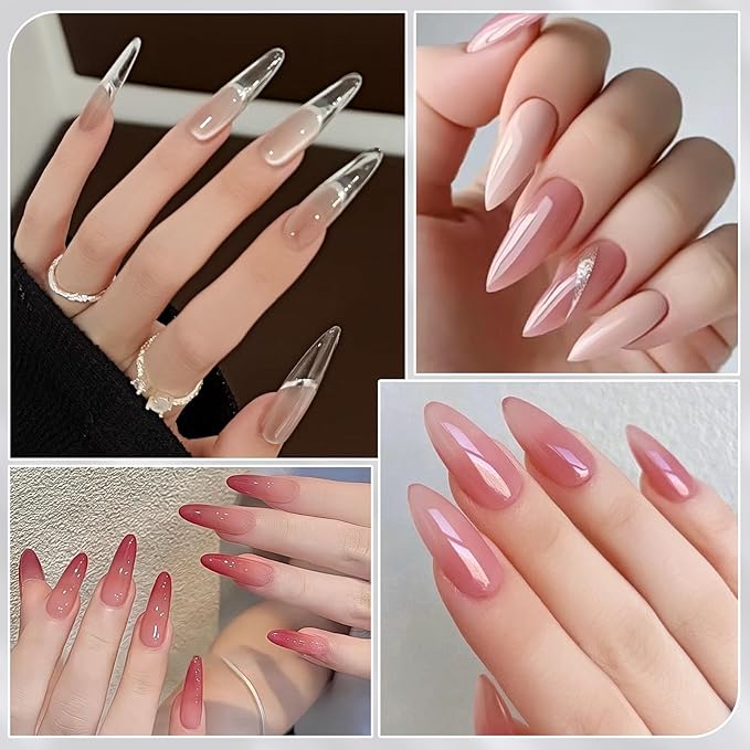 180Pcs Sandwich Polygel Nail Form Kit 15 Sizes Reusable Almond Nail Extension Mold Builder Gel Dual Forms with Tools for Beginners, No Paper Forms Needed